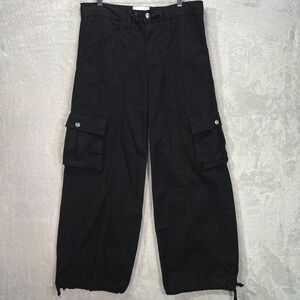 Revice Womens XS‎ Black Wide Leg Cargo Pants High Rise Adjustable Hem Y2K